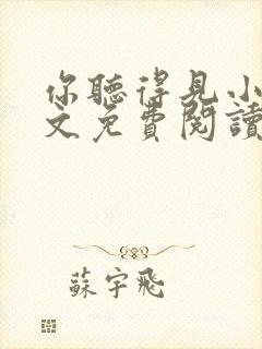 你听得见小说全文免费阅读无弹窗