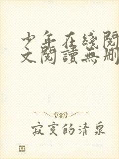 少年在线阅读全文阅读无删减