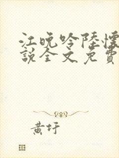 江晚吟陆怀璟小说全文免费阅读封面