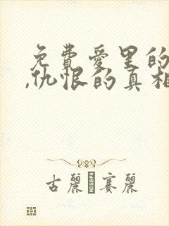 免费爱里的谎言,仇恨的真相