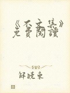 《不文集》原文免费阅读封面