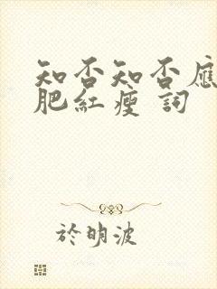 知否知否应是绿肥红瘦 词