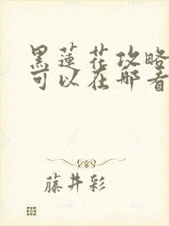 黑莲花攻略手册可以在哪看封面