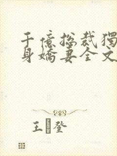 千亿总裁独宠替身娇妻全文版