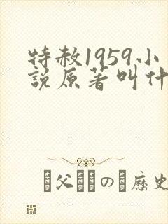特赦1959小说原著叫什么名字封面