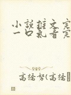 小说推文完结版一口气看完超级好看