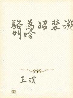 骆为昭裴溯小说叫啥封面