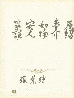 宁安如梦原著小说人物介绍