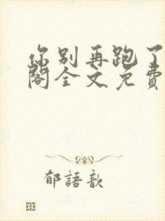 你别再跑了笔趣阁全文免费阅读无弹窗