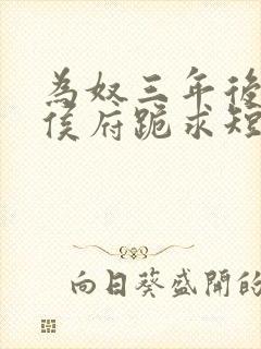 为奴三年后整个侯府跪求短剧大结局