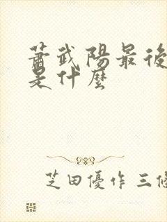 萧武阳最后结局是什么