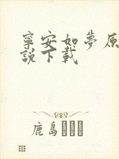 宁安如梦原著小说下载