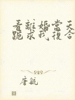 看离婚当天前夫跪求我复合