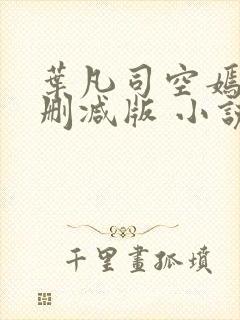 叶凡司空嫣然未删减版 小说