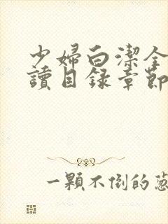 少妇白洁全文阅读目录章节