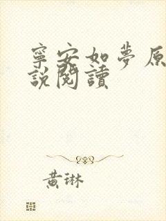 宁安如梦原著小说阅读
