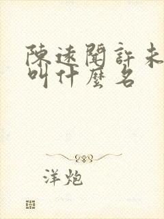 陈远闻许未小说叫什么名