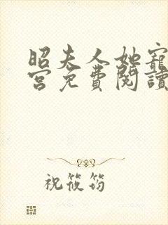 昭夫人她宠冠后宫免费阅读封面