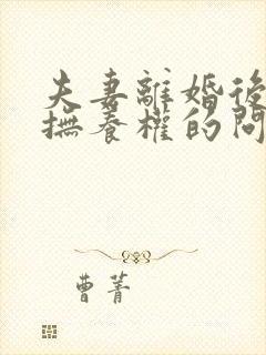 夫妻离婚后孩子抚养权的问题