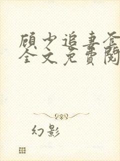 顾少追妻套路多全文免费阅读