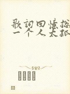 歌词回忆总想哭一个人太孤独是什么歌封面