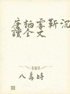 唐栖雾靳沉野阅读全文