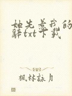 她先惹我的时千辞txt下载