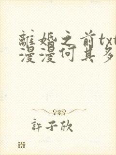 离婚之前txt漫漫何其多