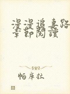 漫漫追妻路最新章节阅读