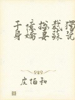 千亿总裁独宠替身娇妻苏瓷傅南城