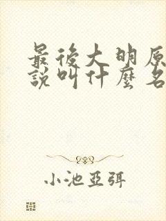 最后大明原著小说叫什么名字