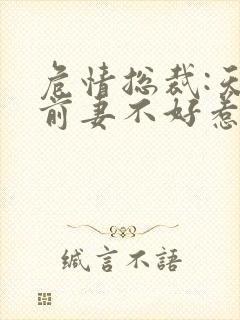 危情总裁:天价前妻不好惹