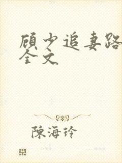 顾少追妻路漫漫全文封面