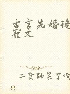 古言先婚后爱甜宠文