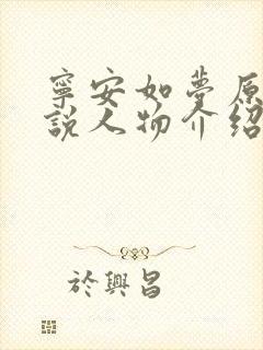 宁安如梦原著小说人物介绍