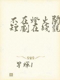 不在灯火阑珊处短剧在线观看