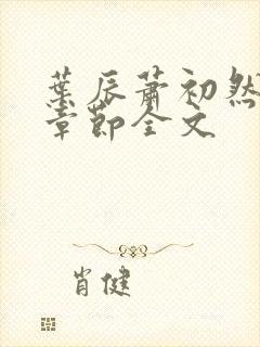 叶辰萧初然最新章节全文