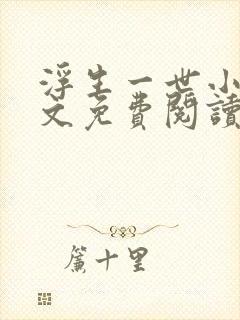 浮生一世小说全文免费阅读