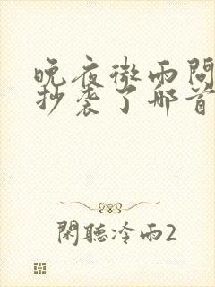 晚夜微雨问海棠抄袭了哪首歌封面