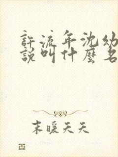 许流年沈幼楚小说叫什么名字