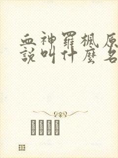 血神罗枫原著小说叫什么名字