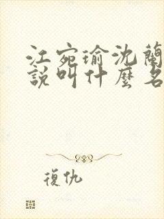 江宛瑜沈兰舟小说叫什么名字