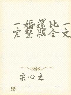 一婚还比一婚高完整版全文阅读