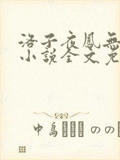 洛子夜凤无俦的小说全文免费阅读