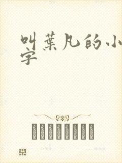 叫叶凡的小说名字