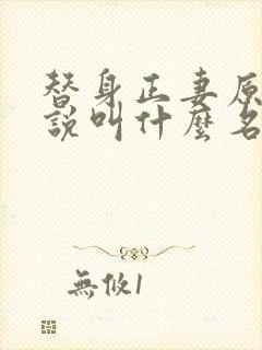 替身正妻原著小说叫什么名字