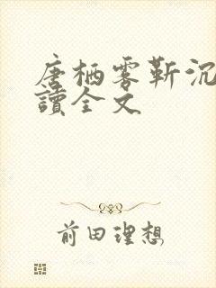 唐栖雾靳沉野阅读全文