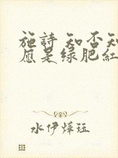 施诗 知否知否应是绿肥红瘦