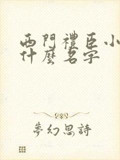 西门礼臣小说叫什么名字