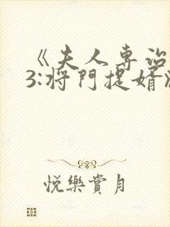 《夫人专治不服3:将门捉婿》封面